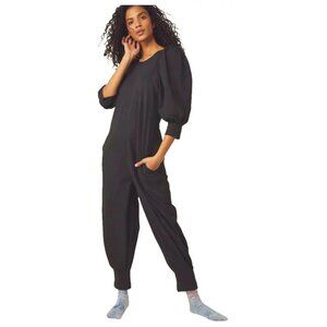 Free People Black Jackie V Jumpsuit Large‎